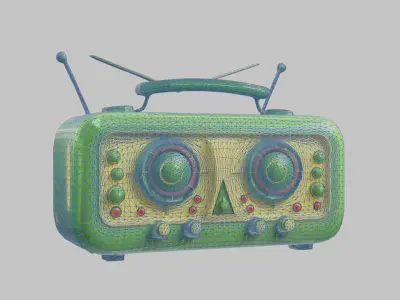 Vintage stylized radio electronics Low-poly 3D model