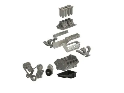 3D Printable Chevy small-block with Hilborn and standard intake 3D print model