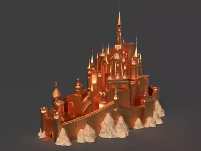 Golden castle  Low-poly 3D model