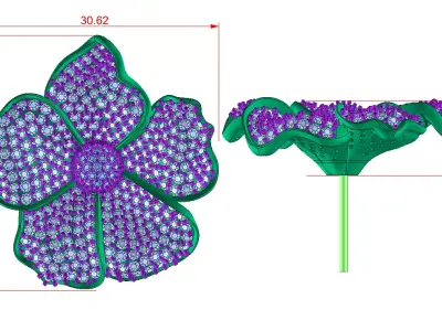 Flower diamond Earring Free 3D print model
