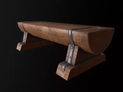 Wooden Bench  Low-poly 3D model