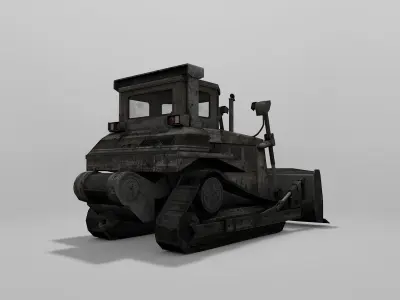 Old Bulldozer Low-poly 3D model