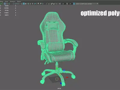 Gaming Chair Ergonomic Office Chair with High Backrest Low-poly 3D model