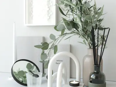 Decorative set with eucalyptus 3D model