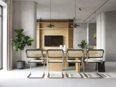 Modern living room dining room interior scenes 591 3D model