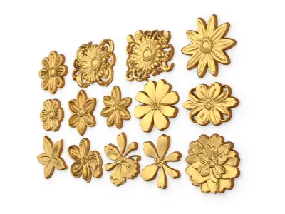  Decorative Flowers Set 01 3D model