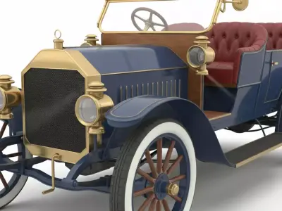 Early 20th Century Vintage Touring Car Low-poly 3D model
