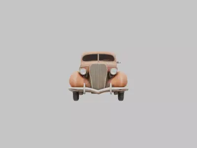 Vintage Convertible Car Low-poly 3D model