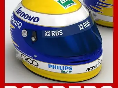 Helmet F1 2008 2009 Nico Rosberg 3D model
