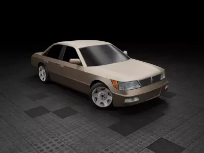 Low Poly Old Generic Full-Sized Sedan  Low-poly 3D model