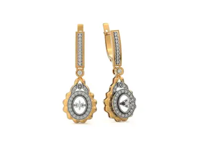 luxury vintage earrings with stones 3D print model