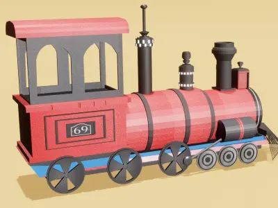 Cartoon Train Free low-poly 3D model