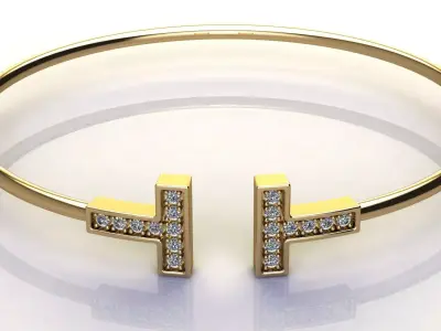 Diamond T Wire Bracelet 3D print model