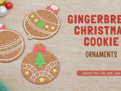 Gingerbread Christmas Cookie - Ornament 3D Model Collection