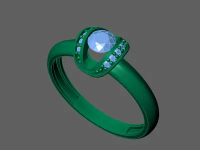 Womens Rings With Stone Ring Ready STL 3DM Models Rings women 3D print model order