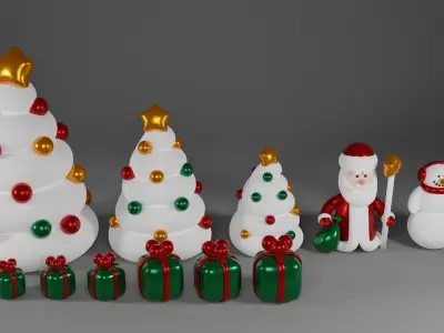 Modular Simple Christmas Scene Low-poly 3D model 3D model