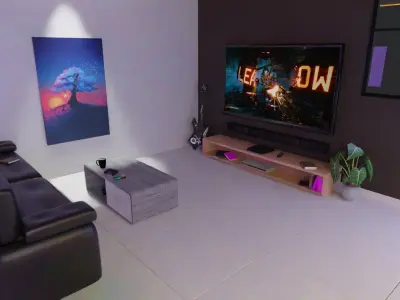 High-Quality Gaming Room 3D Model  Game Room Interior 3D model