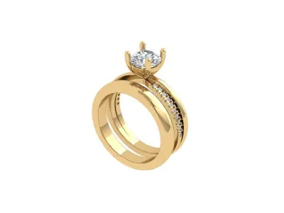 Solitair Ring Bridal Set 3D print model get