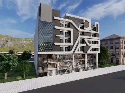 SHOPPING MALL OR APARTMENT BUILDING DESIGN Low-poly 3D model