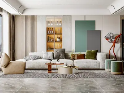 living Modern room 3D model