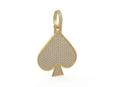 Model 1130 Playing Cards Spades Iced Out Pendant Large 40mm 3D print model