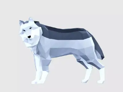Wolves polygonal wolf Low-poly 3D model
