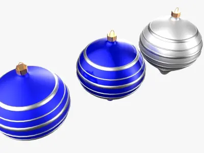 Christmas Tree Ornament Set9 - Blue White Low-poly 3D model
