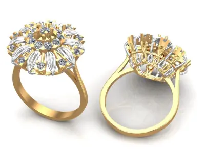 Unique Gold Diamonds Ring  3D print model purchase