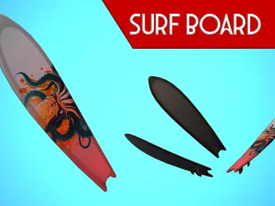 SURF BOARD 11 CARTOON STYLIZED Low-poly 3D model