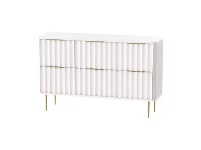 White Bedroom Dresser for Storage in Gold 3D model