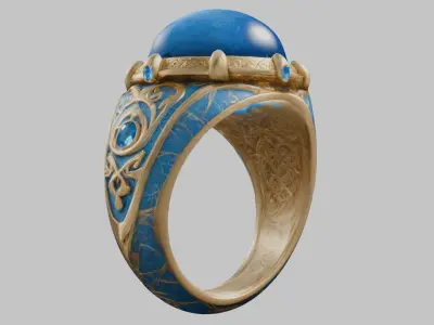 Fantasy Medieval Blue Ring Low-poly 3D model