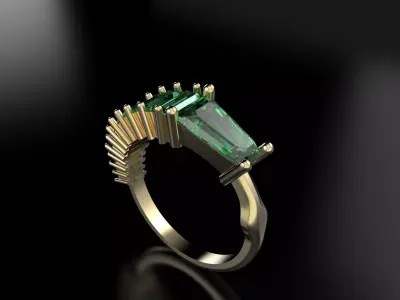 Baguette Ring 3D print model