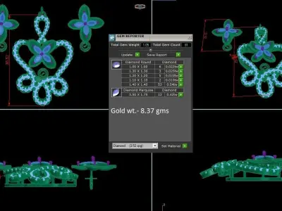 Pendant Earrings combo - 1146 3D print model