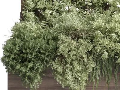 Vertical garden box wooden outdoor green garden plants 90 3D model