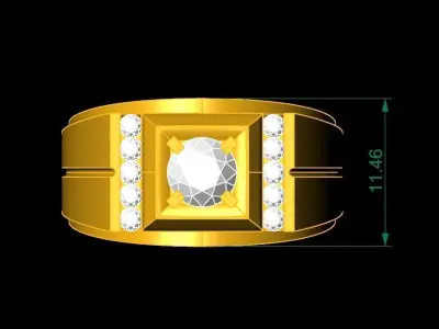 Luxury Multi Stone Diamond Men Ring 1545 3D print model