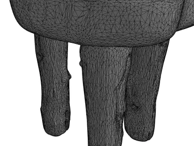 Rustic Natural Wood Moss Stool Low-poly 3D model
