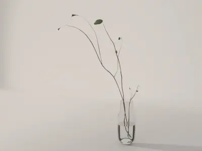 Glass vase with branches - Interior plant pot 3D model