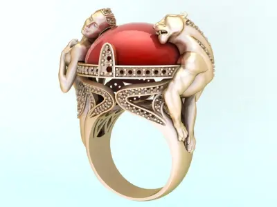 Mythical ring - Ring of a women who catches a tiger - N2265 3D print model