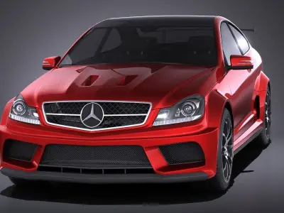 Mercedes C63 AMG Black 2014 VRAY 3D model