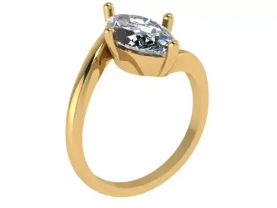 twist cross marquise ring  3D print model