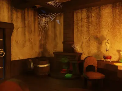 Stylized Witch Interior Decore Low-poly 3D model