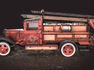 Old Fire Truck 3D model