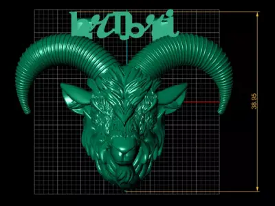 Majestic Ram Head Pendant  3D Printable Jewelry  3D print model