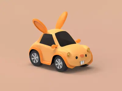 Cartoon car with a mouse-shaped body 3D model