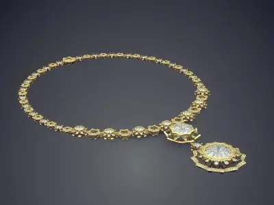 Luxury Necklace With Two Diamonds CAD 3004 3D print model
