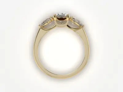 Three Stone diamond Ring 3D print model