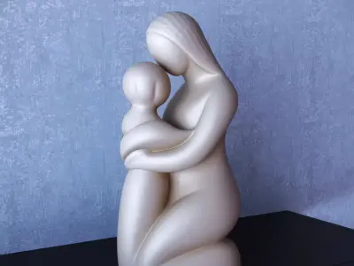 Mother and son minimalist statue 3D print model