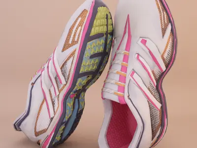 Soft Leather Running Shoes Low-poly 3D model