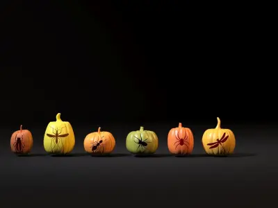 Set of Halloween pumpkins 3D print model