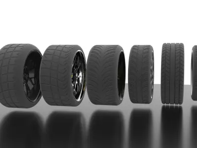 High quality aftermarket customizable tuner wheel pack 3D model